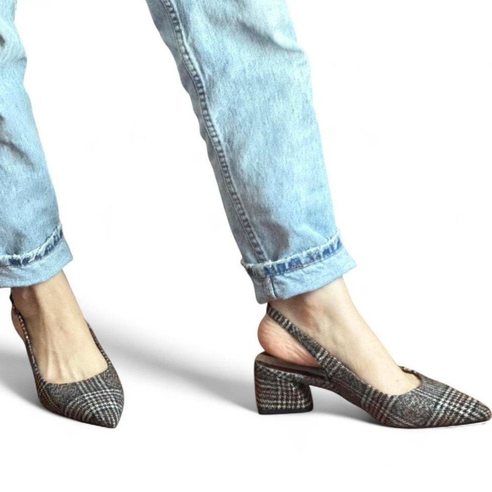 Plaid pointed toe slingback by Franco Sarto